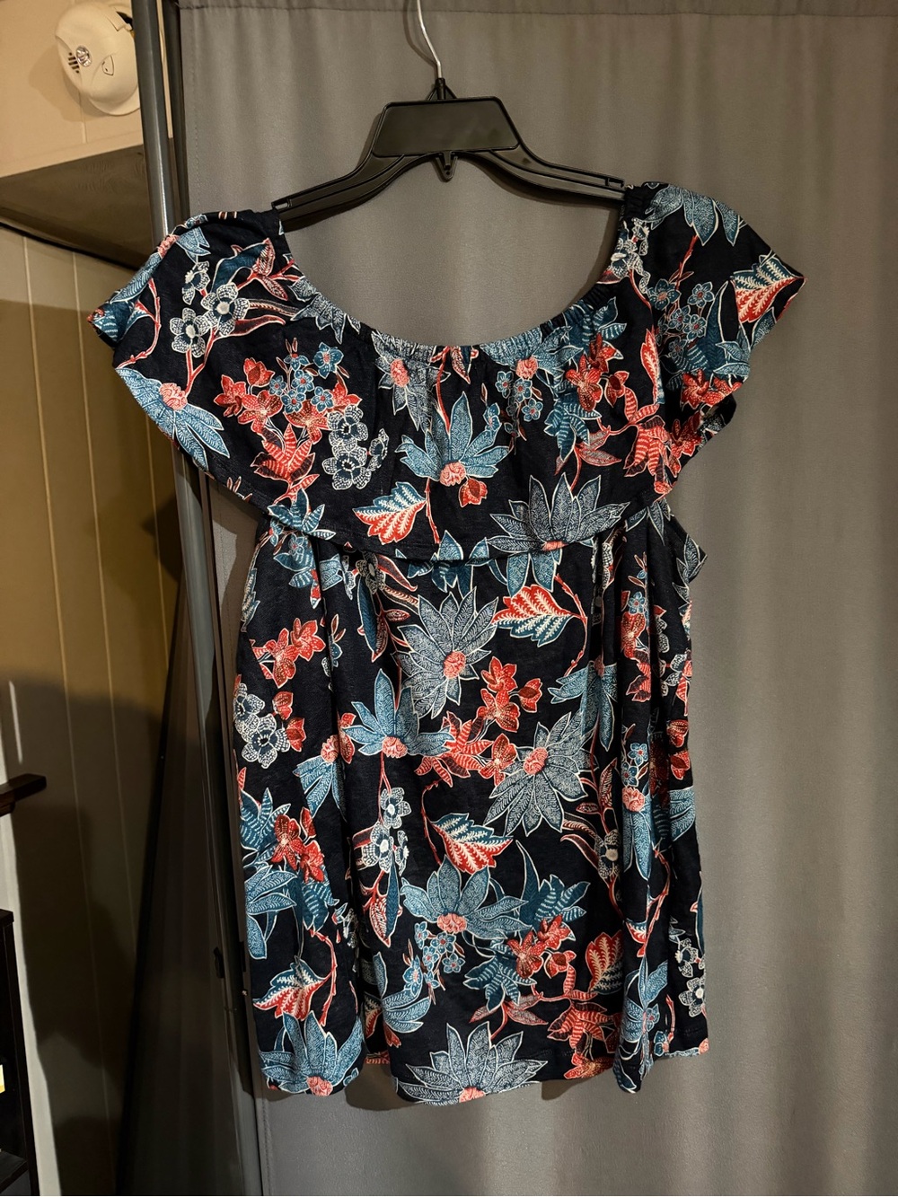 J. Jill Love Linen Off-the-Shoulder Floral Top Size 2X